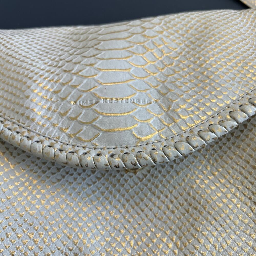Aimee Kestenberg All For Love Leather Cream & Gold Python Crossbody Bottom Studs - Picture 3 of 12